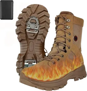 Loowoko Heated Boots for Men & Women, Rechargeable Battery Operated Electric Heating Foot Warmer, Waterproof Military Tactical Combat Boot with Slip-Resistant Ice Cleat, 3 Level Temperature Control