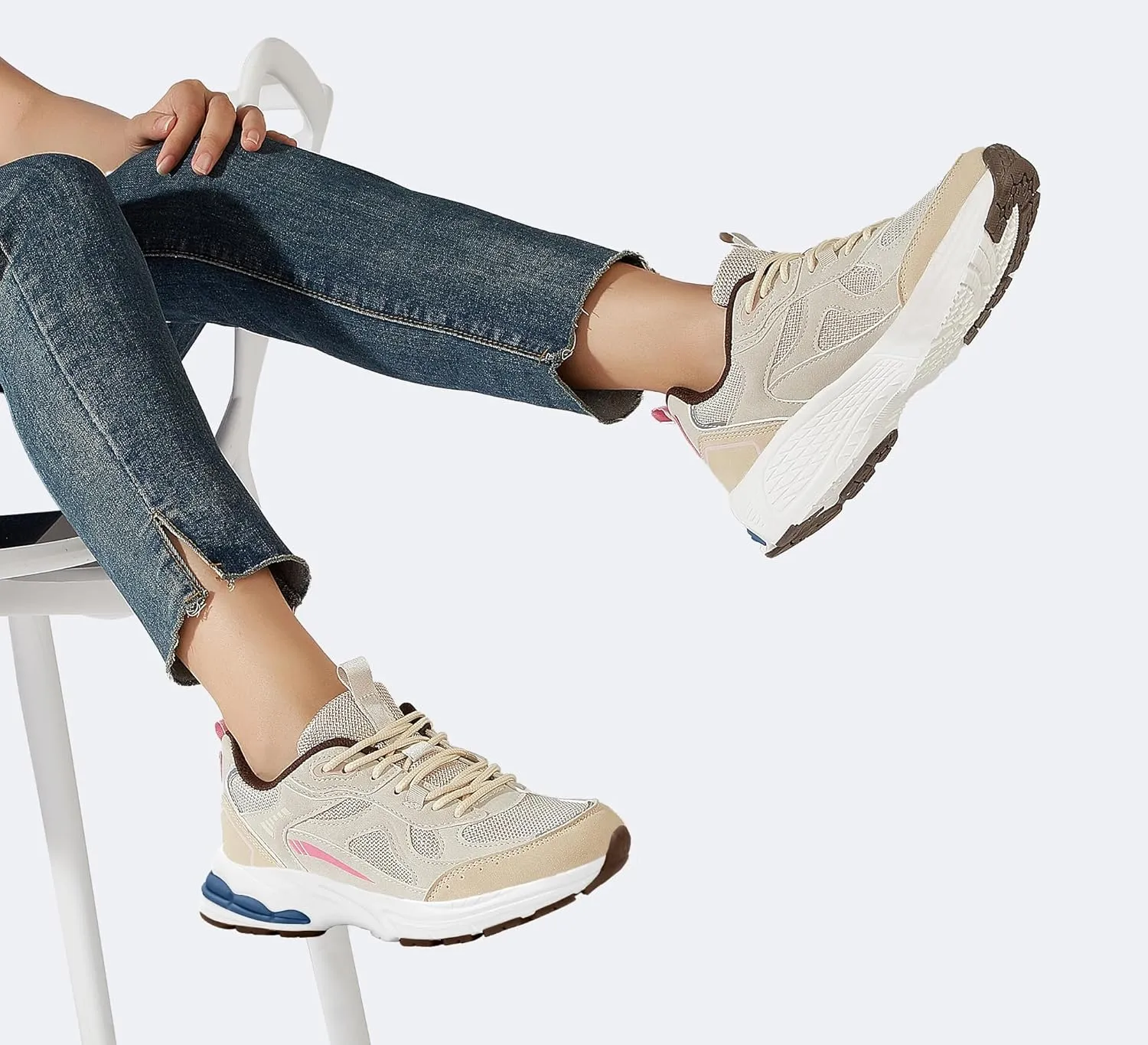 LUCKY STEP Women's Platform Chunky Fashion Sneakers Mesh Casual Running Tennis Workout Sport Work Trendy Athletic Walking Shoes