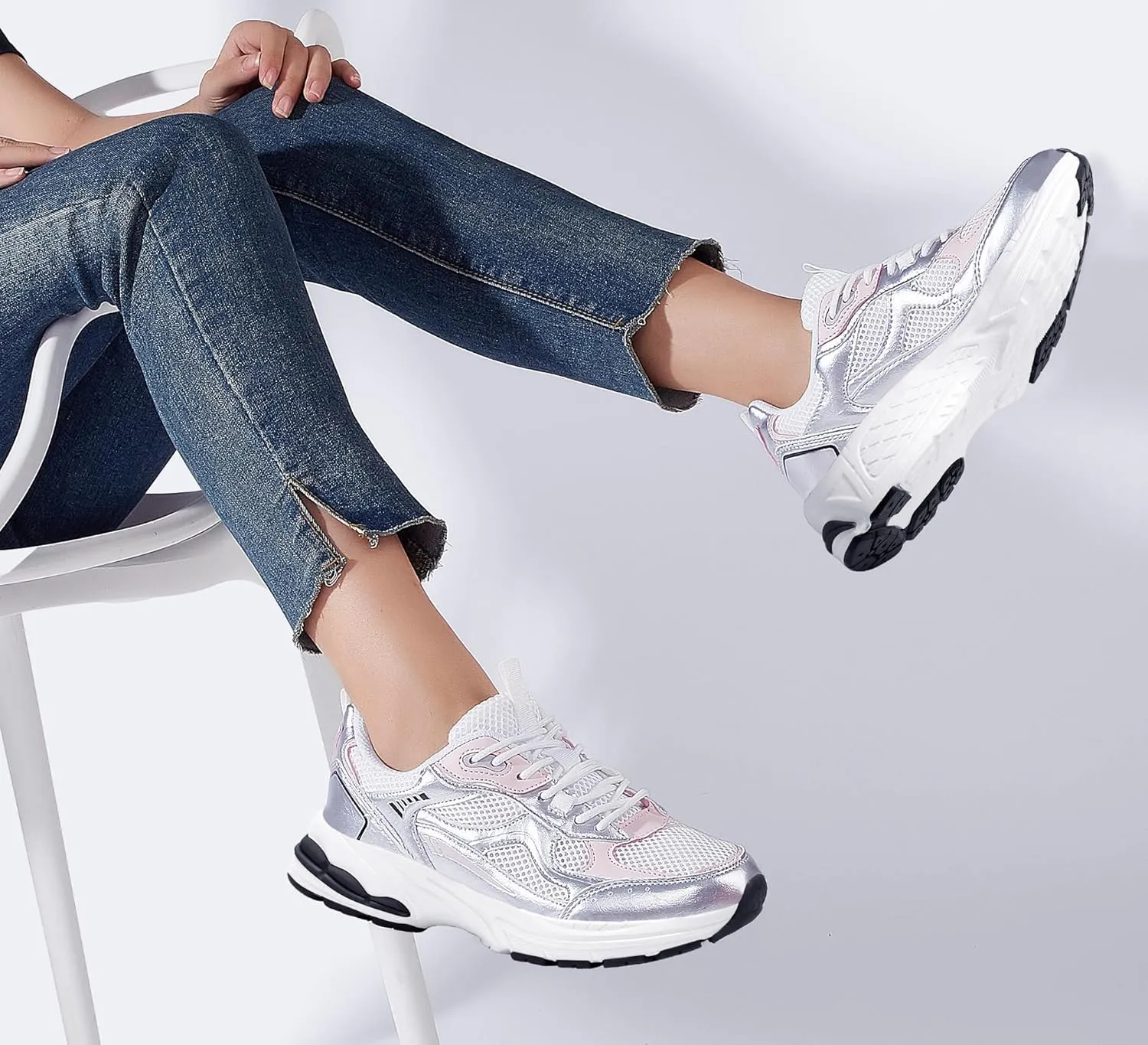 LUCKY STEP Women's Platform Chunky Fashion Sneakers Mesh Casual Running Tennis Workout Sport Work Trendy Athletic Walking Shoes