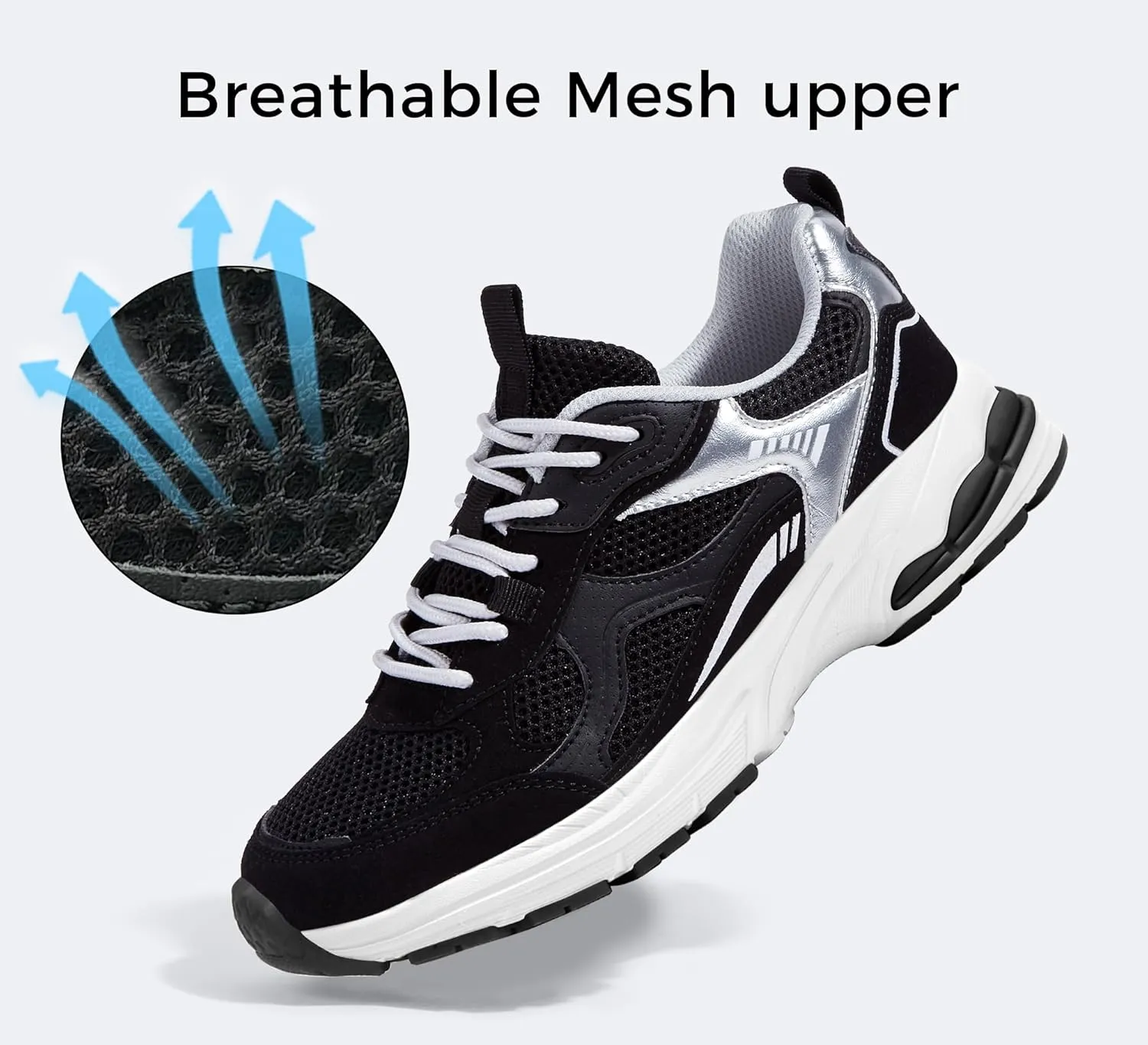 LUCKY STEP Women's Platform Chunky Fashion Sneakers Mesh Casual Running Tennis Workout Sport Work Trendy Athletic Walking Shoes