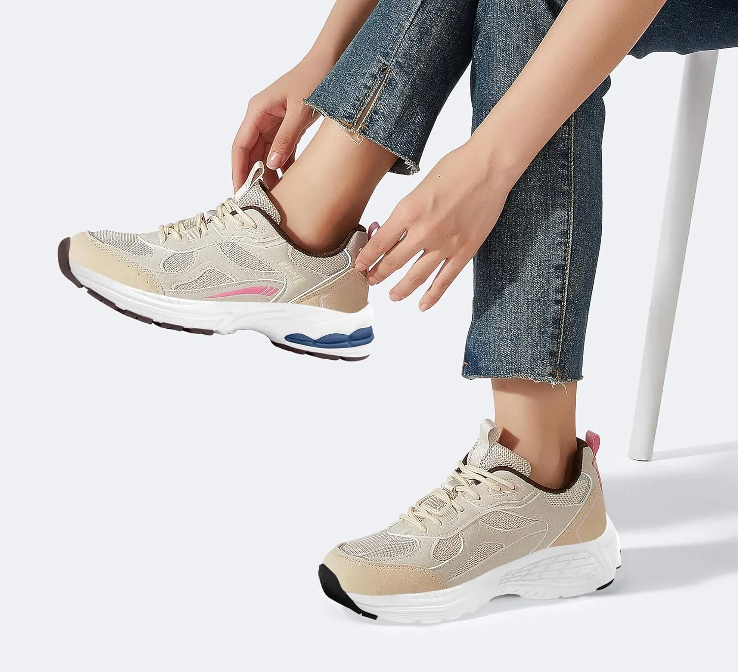 LUCKY STEP Women's Platform Chunky Fashion Sneakers Mesh Casual Running Tennis Workout Sport Work Trendy Athletic Walking Shoes