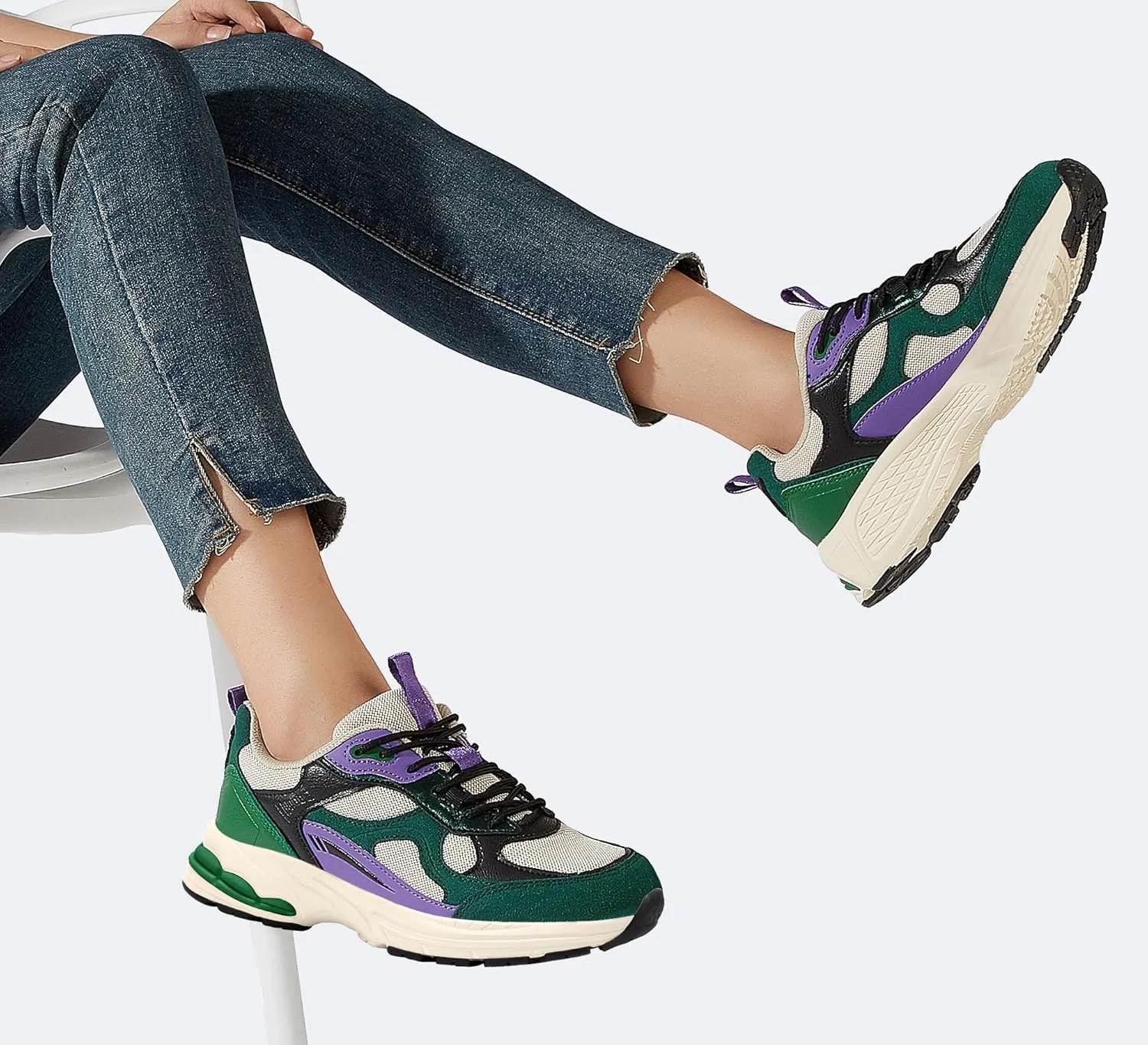 LUCKY STEP Women's Platform Chunky Fashion Sneakers Mesh Casual Running Tennis Workout Sport Work Trendy Athletic Walking Shoes