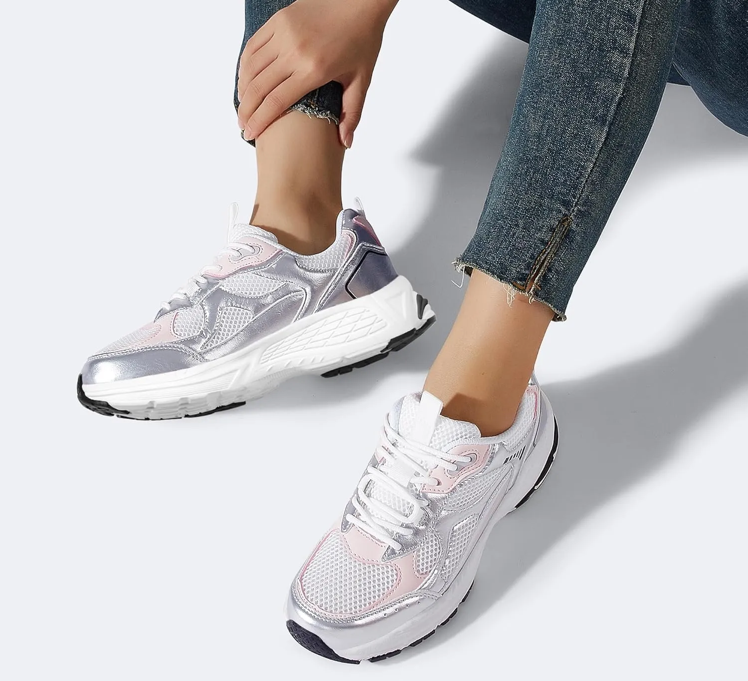 LUCKY STEP Women's Platform Chunky Fashion Sneakers Mesh Casual Running Tennis Workout Sport Work Trendy Athletic Walking Shoes