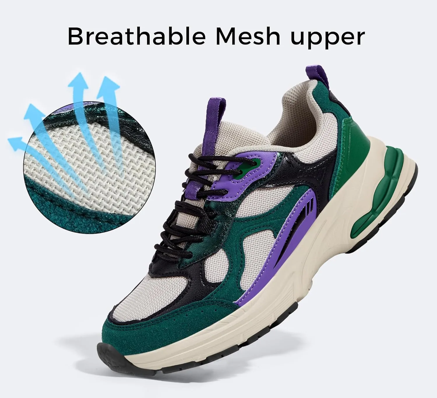 LUCKY STEP Women's Platform Chunky Fashion Sneakers Mesh Casual Running Tennis Workout Sport Work Trendy Athletic Walking Shoes