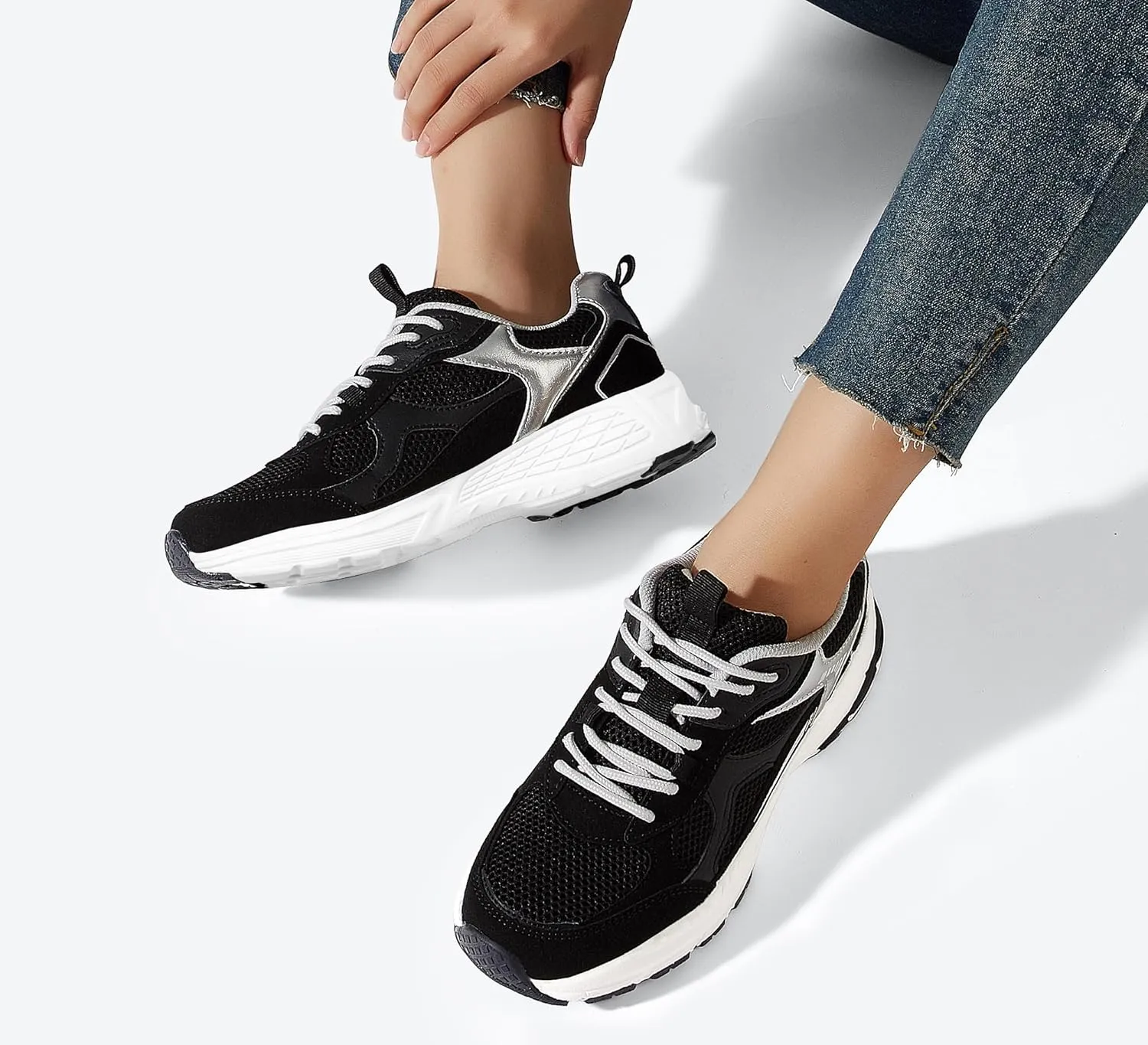 LUCKY STEP Women's Platform Chunky Fashion Sneakers Mesh Casual Running Tennis Workout Sport Work Trendy Athletic Walking Shoes