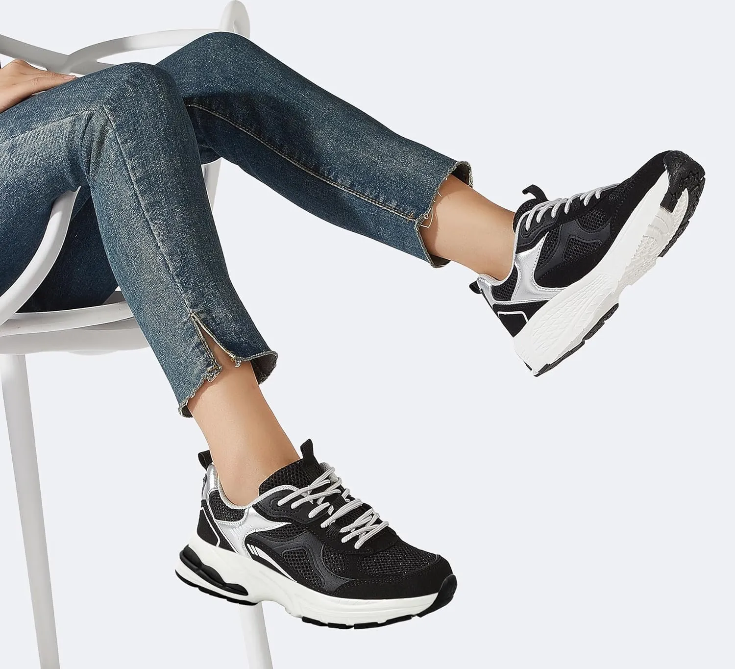 LUCKY STEP Women's Platform Chunky Fashion Sneakers Mesh Casual Running Tennis Workout Sport Work Trendy Athletic Walking Shoes