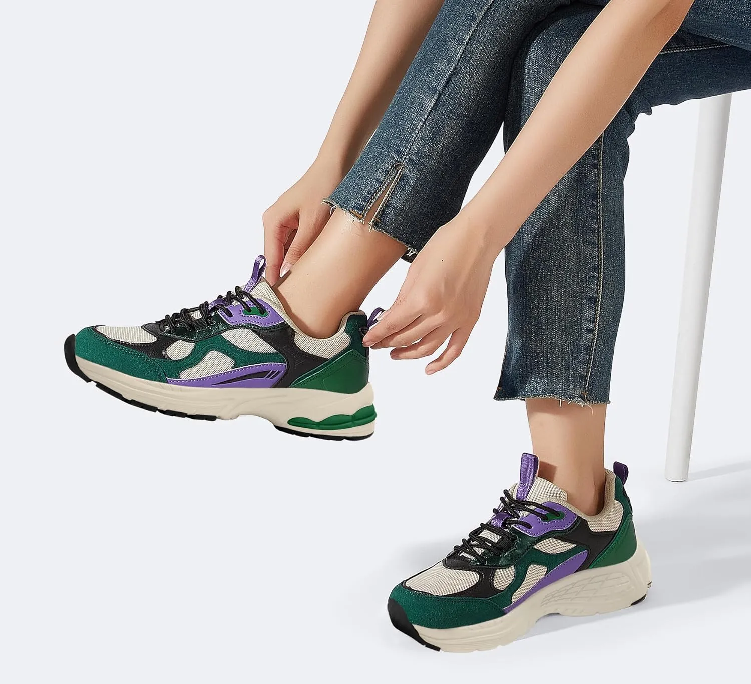 LUCKY STEP Women's Platform Chunky Fashion Sneakers Mesh Casual Running Tennis Workout Sport Work Trendy Athletic Walking Shoes