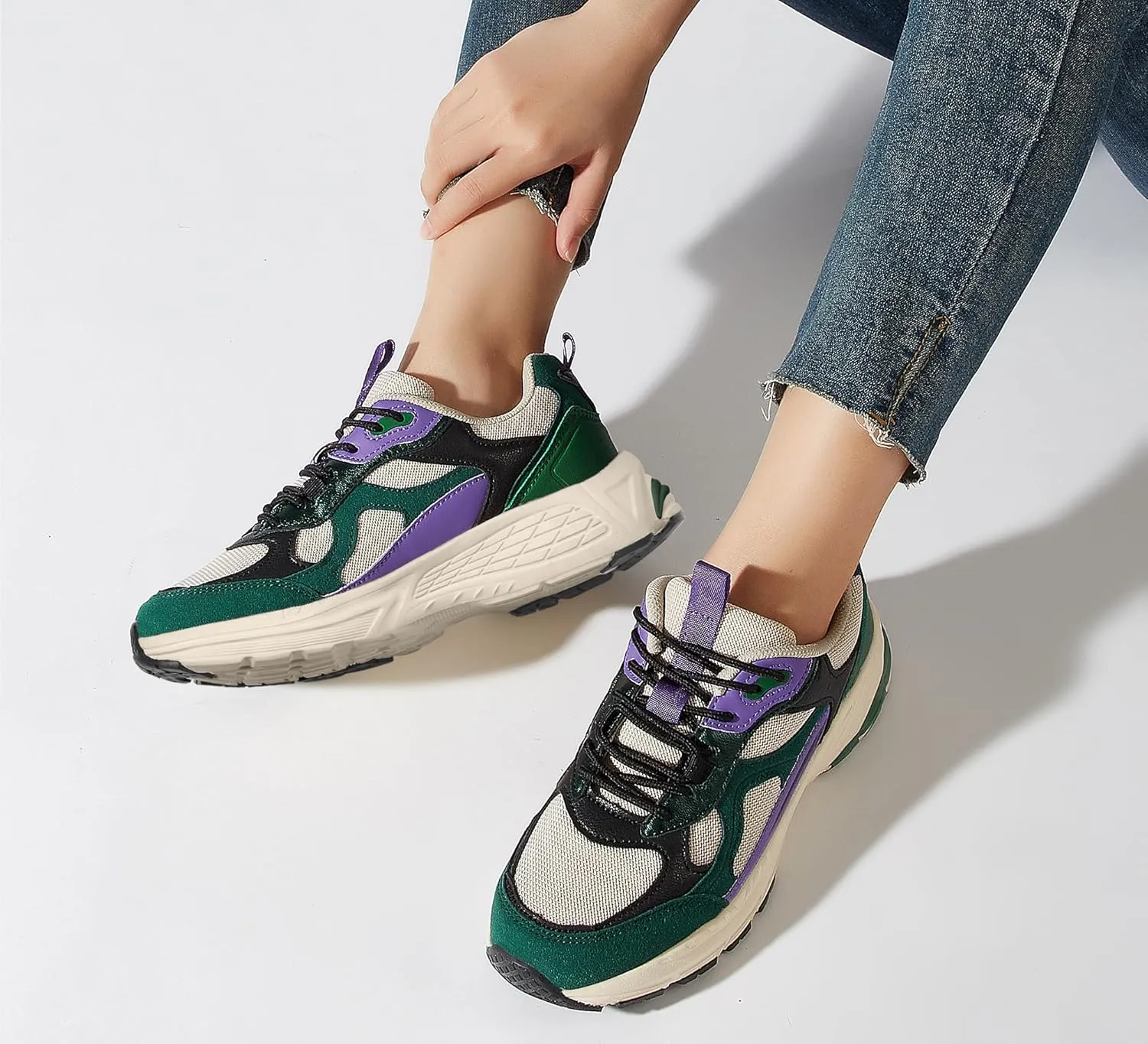 LUCKY STEP Women's Platform Chunky Fashion Sneakers Mesh Casual Running Tennis Workout Sport Work Trendy Athletic Walking Shoes