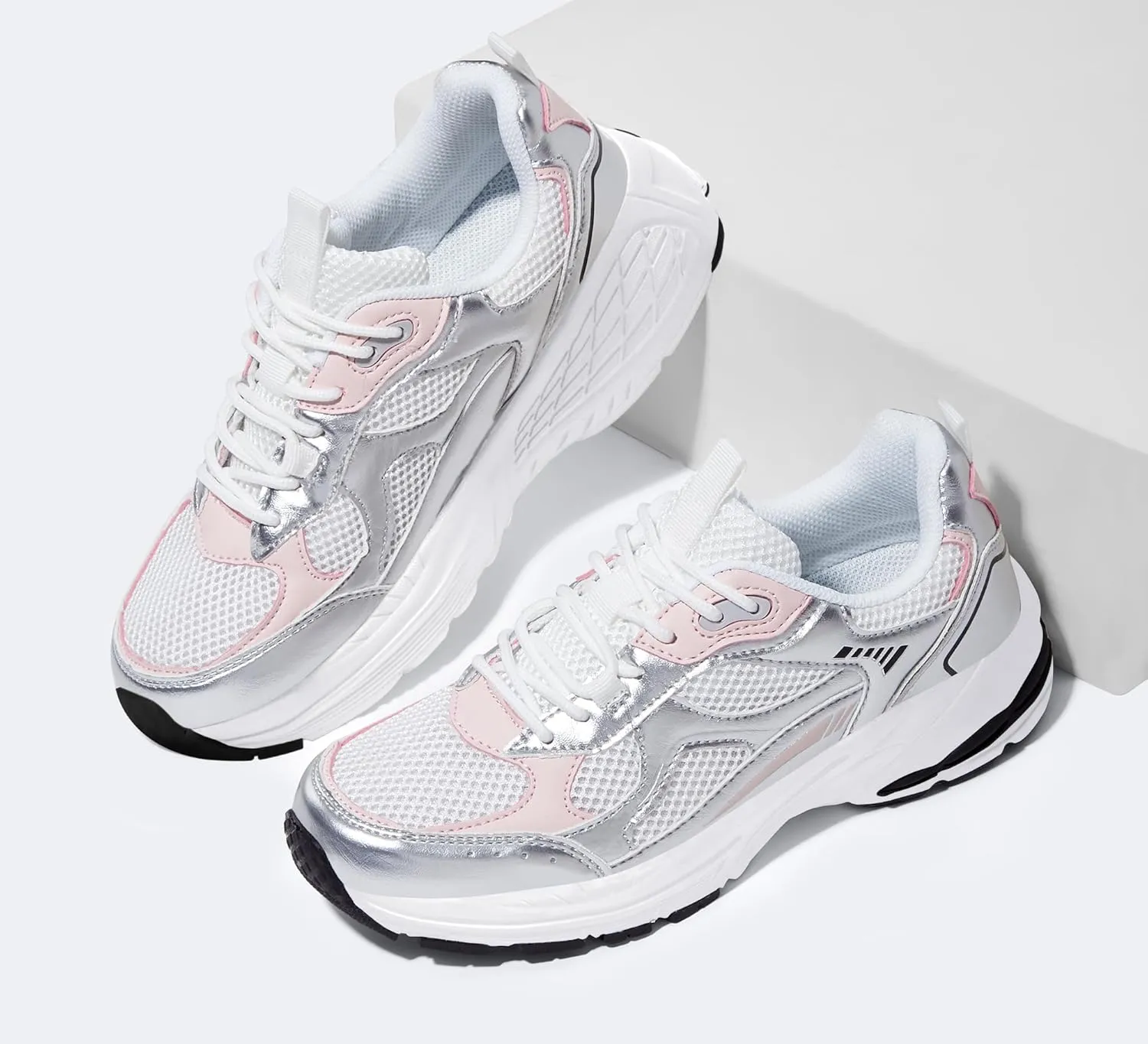 LUCKY STEP Women's Platform Chunky Fashion Sneakers Mesh Casual Running Tennis Workout Sport Work Trendy Athletic Walking Shoes