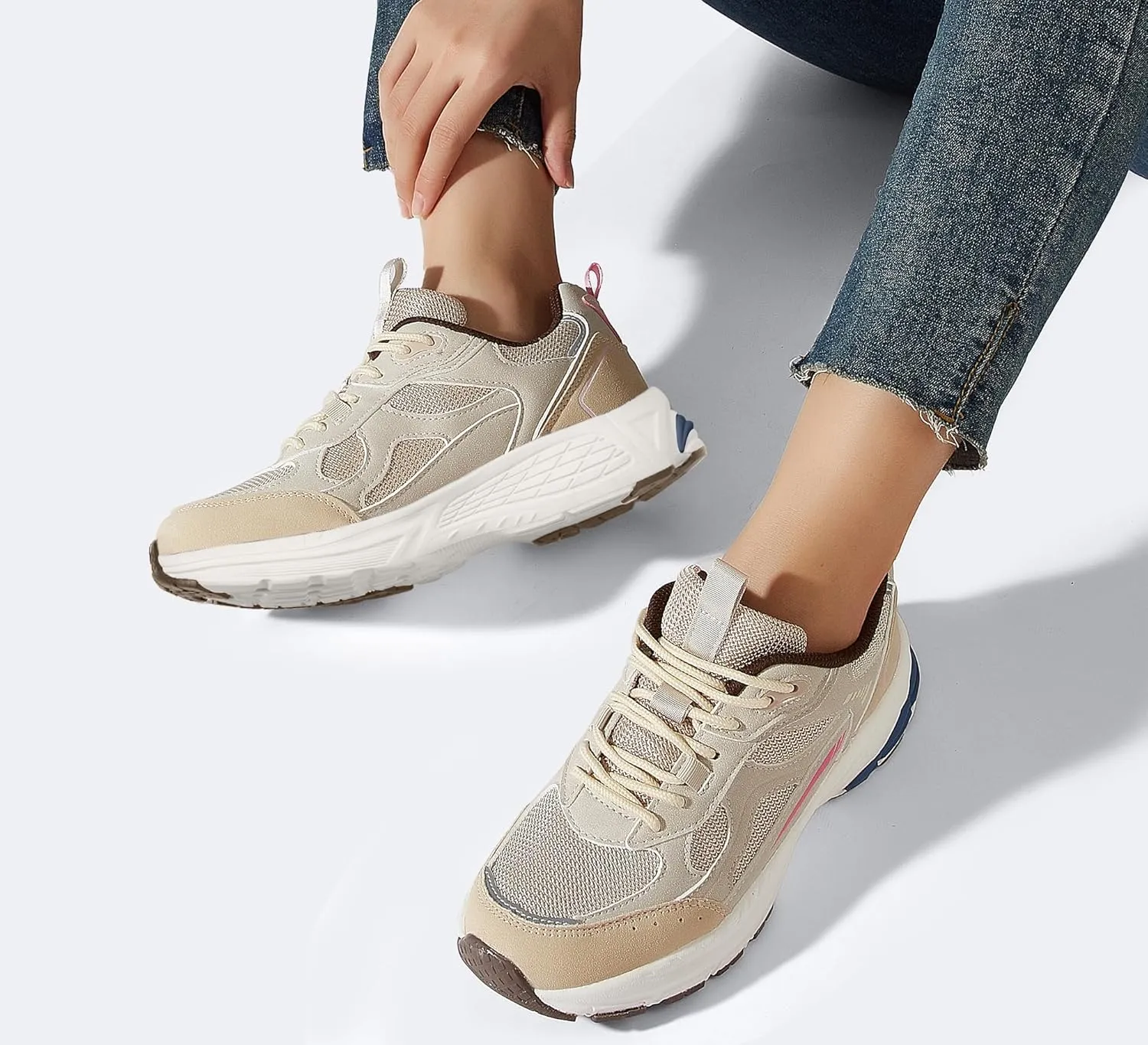 LUCKY STEP Women's Platform Chunky Fashion Sneakers Mesh Casual Running Tennis Workout Sport Work Trendy Athletic Walking Shoes