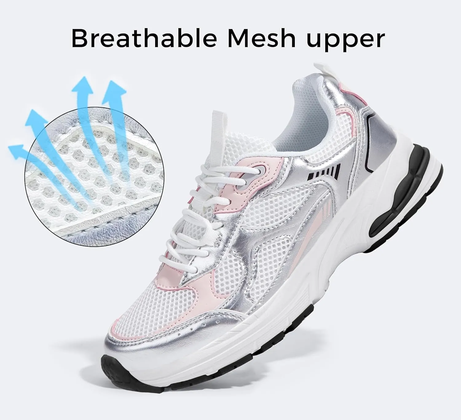 LUCKY STEP Women's Platform Chunky Fashion Sneakers Mesh Casual Running Tennis Workout Sport Work Trendy Athletic Walking Shoes