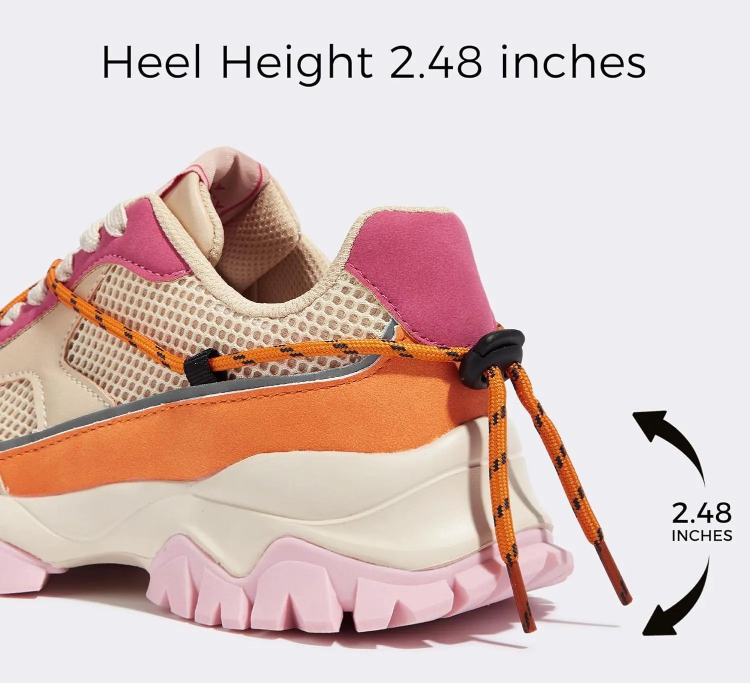 LUCKY STEP Women's Platform Colorful Fashion Sneakers Tennis Retro Colorblock Adjustable Lace Lifestyle Stylish Cute Chunky Dad Casual Walking Shoes