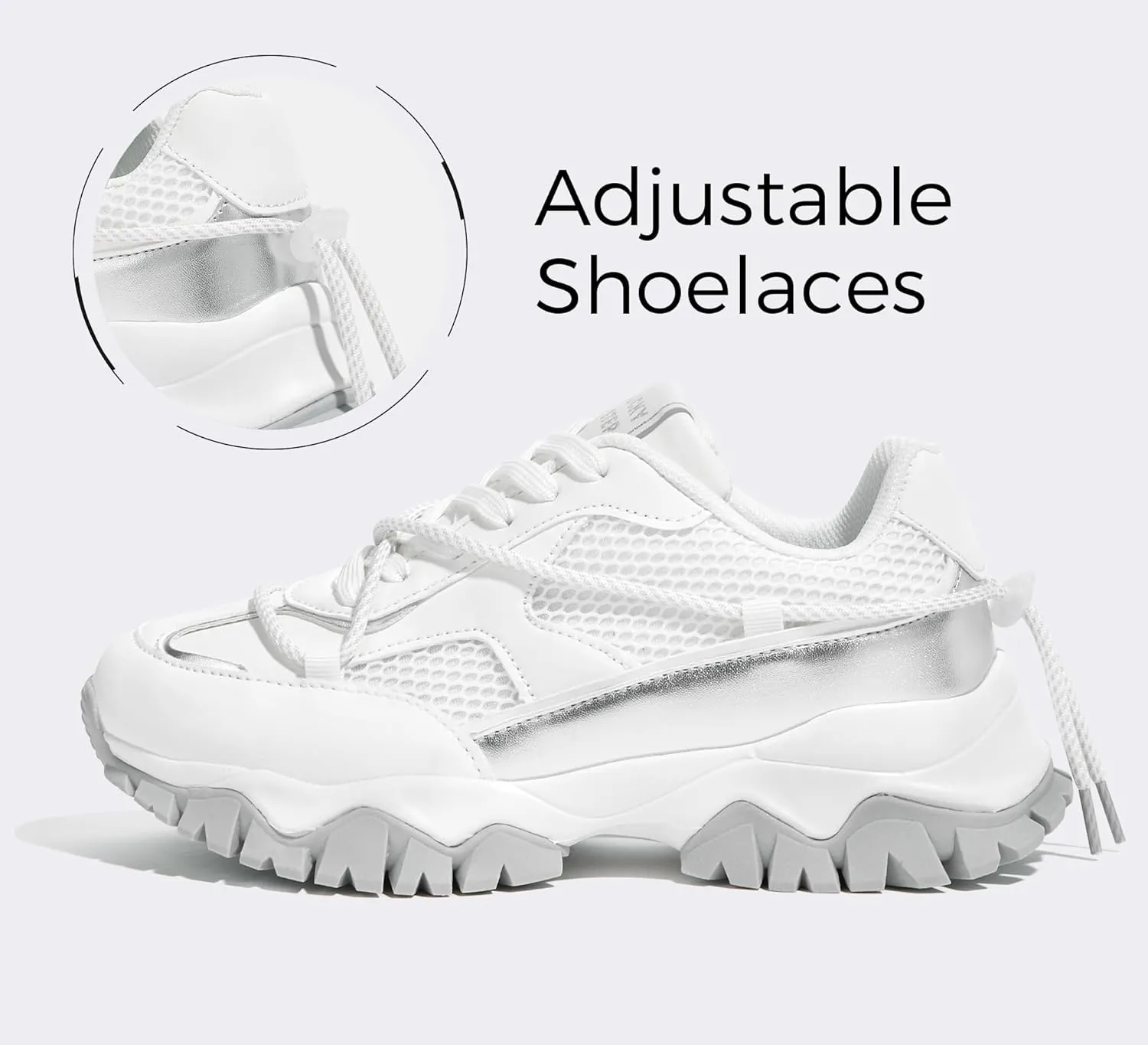 LUCKY STEP Women's Platform Colorful Fashion Sneakers Tennis Retro Colorblock Adjustable Lace Lifestyle Stylish Cute Chunky Dad Casual Walking Shoes