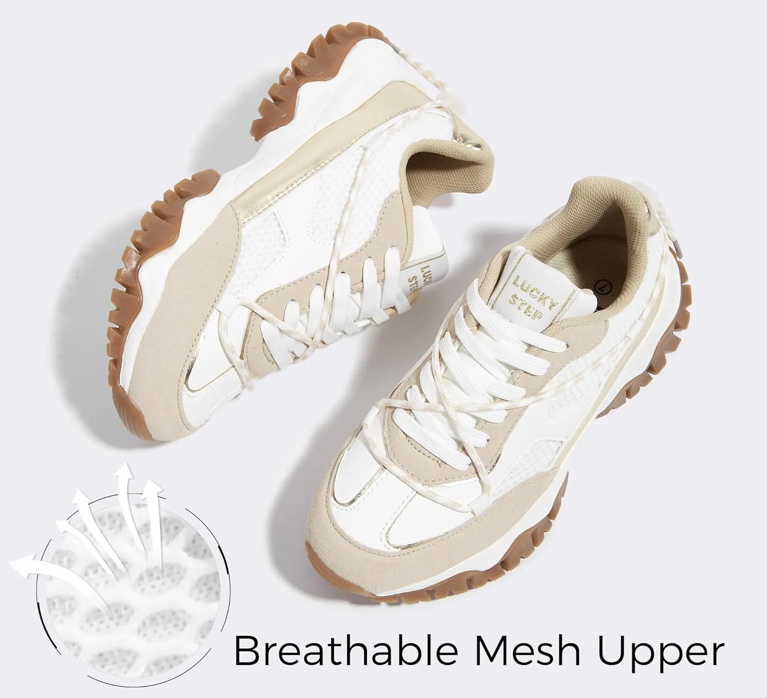 LUCKY STEP Women's Platform Colorful Fashion Sneakers Tennis Retro Colorblock Adjustable Lace Lifestyle Stylish Cute Chunky Dad Casual Walking Shoes