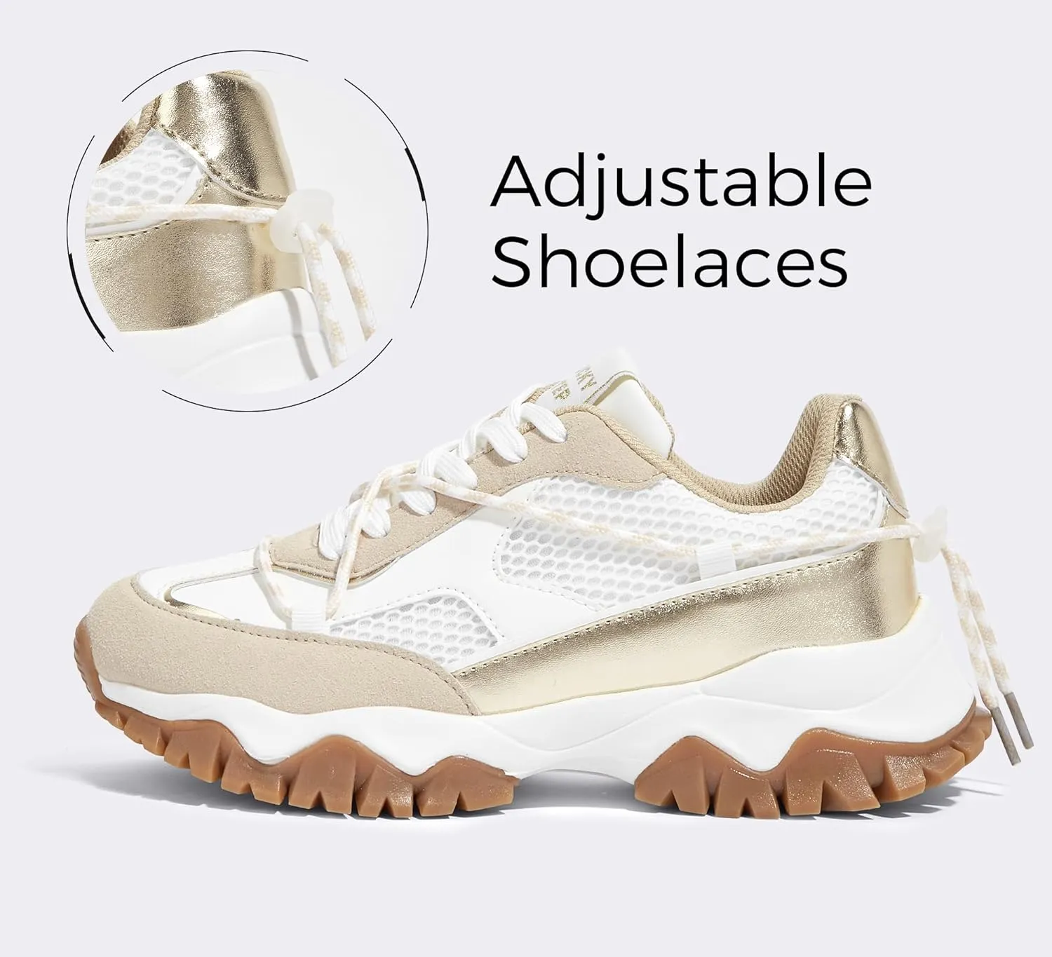 LUCKY STEP Women's Platform Colorful Fashion Sneakers Tennis Retro Colorblock Adjustable Lace Lifestyle Stylish Cute Chunky Dad Casual Walking Shoes