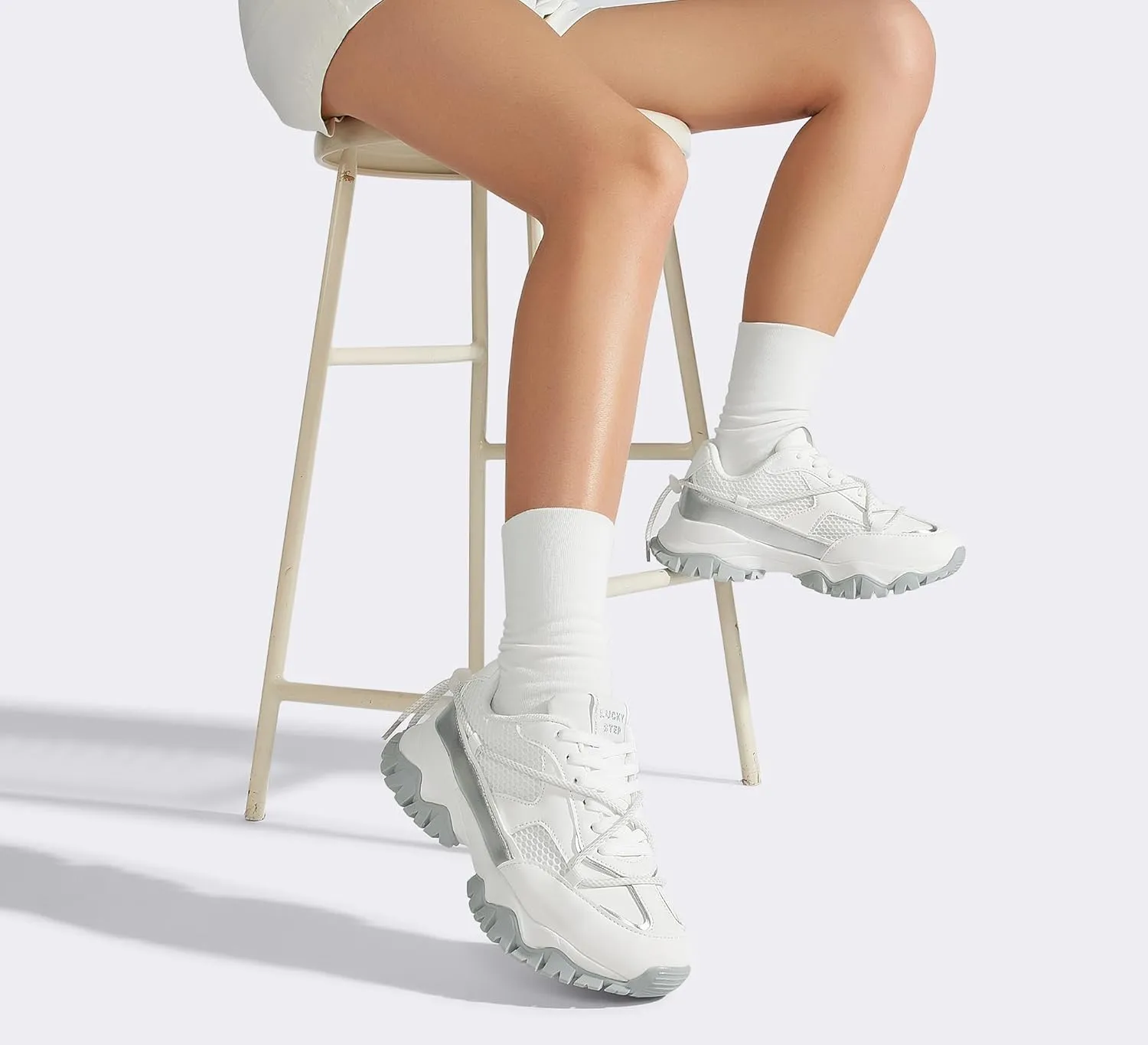 LUCKY STEP Women's Platform Colorful Fashion Sneakers Tennis Retro Colorblock Adjustable Lace Lifestyle Stylish Cute Chunky Dad Casual Walking Shoes