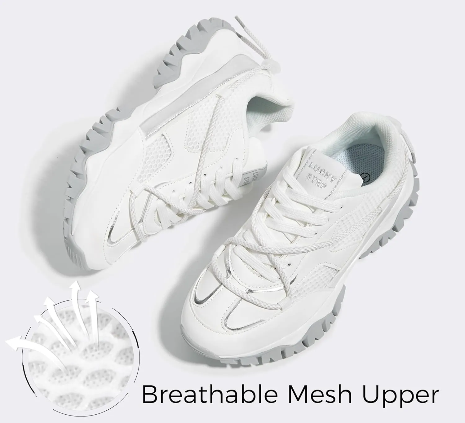 LUCKY STEP Women's Platform Colorful Fashion Sneakers Tennis Retro Colorblock Adjustable Lace Lifestyle Stylish Cute Chunky Dad Casual Walking Shoes