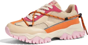 LUCKY STEP Women's Platform Colorful Fashion Sneakers Tennis Retro Colorblock Adjustable Lace Lifestyle Stylish Cute Chunky Dad Casual Walking Shoes
