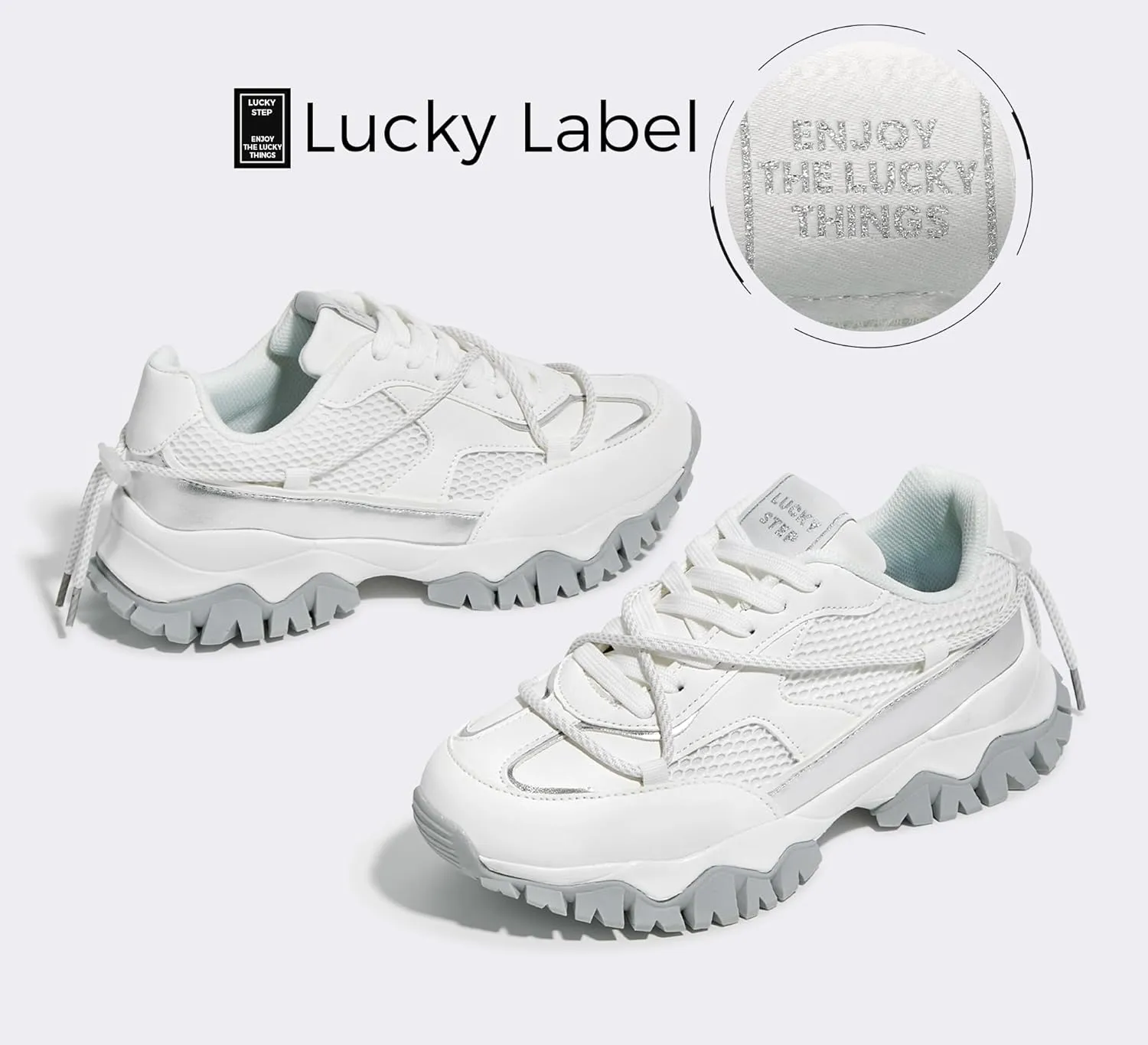 LUCKY STEP Women's Platform Colorful Fashion Sneakers Tennis Retro Colorblock Adjustable Lace Lifestyle Stylish Cute Chunky Dad Casual Walking Shoes