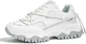 LUCKY STEP Women's Platform Colorful Fashion Sneakers Tennis Retro Colorblock Adjustable Lace Lifestyle Stylish Cute Chunky Dad Casual Walking Shoes