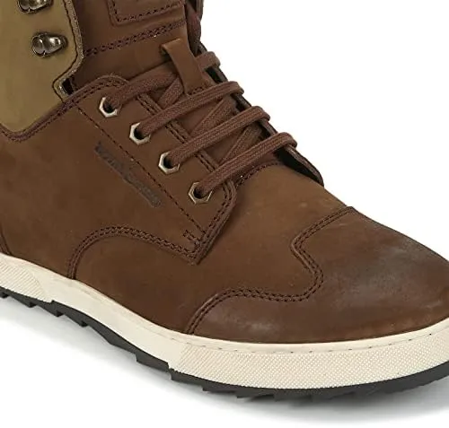 Maverick Brown Shoes Ridding Boots - Premium Nubuck Leather Shoes with Velvet Finish, Casual & On-Road Wear