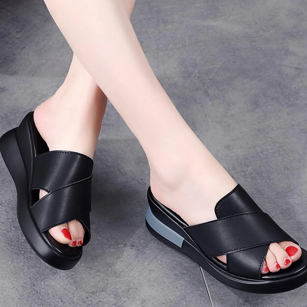 Maylrvjv Womens Platforms Wedge Sandals Comfortable Lightweight Summmer Casual Slide Sandals Slip On Flip Flops