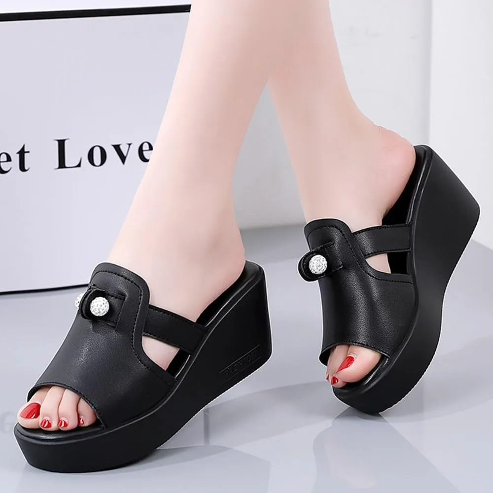 Maylrvjv Womens Platforms Wedge Sandals Comfortable Lightweight Summmer Casual Slide Sandals Slip On Flip Flops