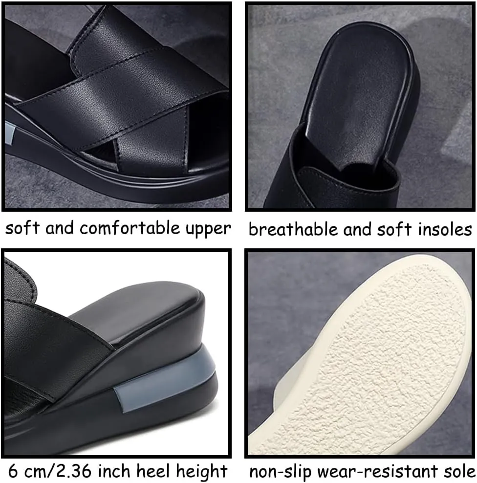 Maylrvjv Womens Platforms Wedge Sandals Comfortable Lightweight Summmer Casual Slide Sandals Slip On Flip Flops