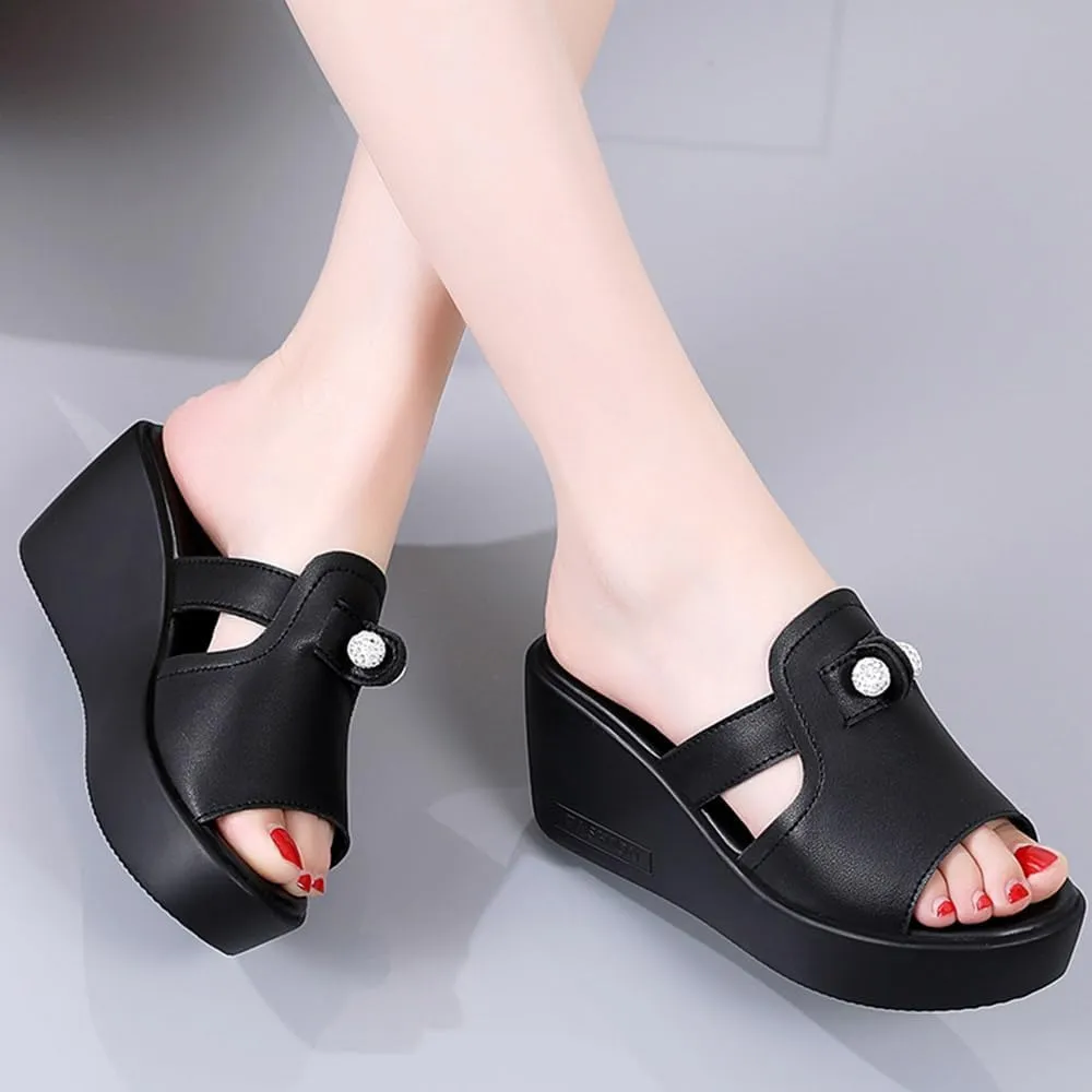 Maylrvjv Womens Platforms Wedge Sandals Comfortable Lightweight Summmer Casual Slide Sandals Slip On Flip Flops