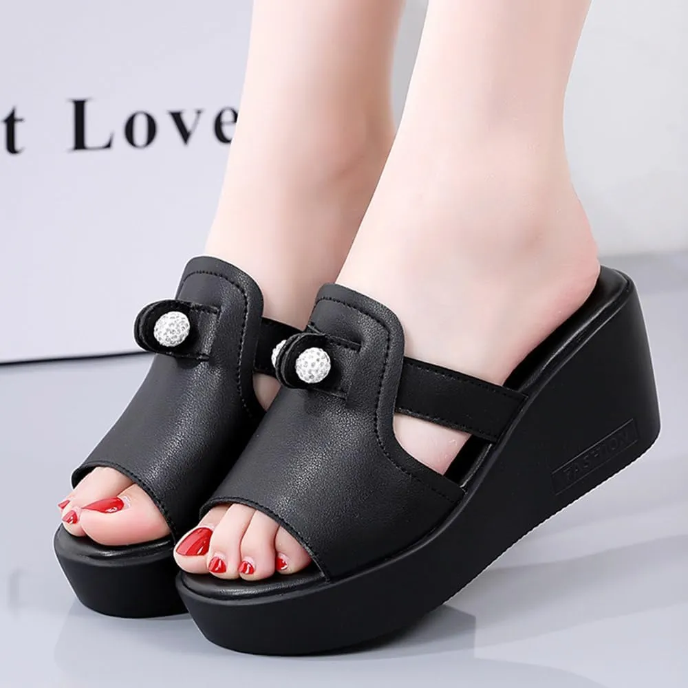 Maylrvjv Womens Platforms Wedge Sandals Comfortable Lightweight Summmer Casual Slide Sandals Slip On Flip Flops