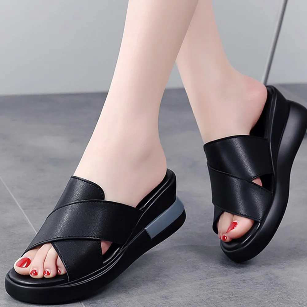 Maylrvjv Womens Platforms Wedge Sandals Comfortable Lightweight Summmer Casual Slide Sandals Slip On Flip Flops