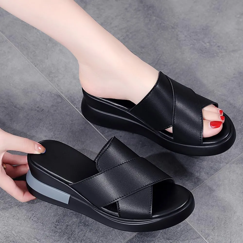 Maylrvjv Womens Platforms Wedge Sandals Comfortable Lightweight Summmer Casual Slide Sandals Slip On Flip Flops
