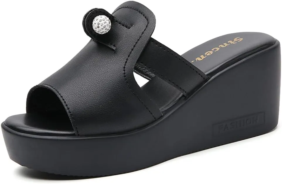 Maylrvjv Womens Platforms Wedge Sandals Comfortable Lightweight Summmer Casual Slide Sandals Slip On Flip Flops