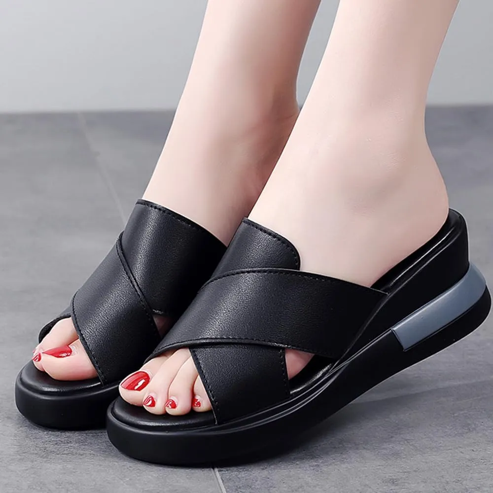 Maylrvjv Womens Platforms Wedge Sandals Comfortable Lightweight Summmer Casual Slide Sandals Slip On Flip Flops