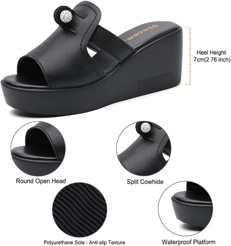 Maylrvjv Womens Platforms Wedge Sandals Comfortable Lightweight Summmer Casual Slide Sandals Slip On Flip Flops