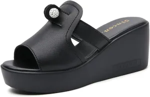 Maylrvjv Womens Platforms Wedge Sandals Comfortable Lightweight Summmer Casual Slide Sandals Slip On Flip Flops