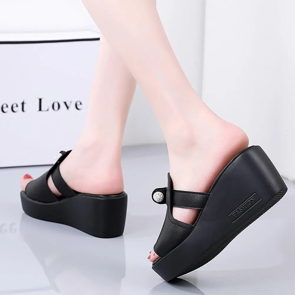 Maylrvjv Womens Platforms Wedge Sandals Comfortable Lightweight Summmer Casual Slide Sandals Slip On Flip Flops