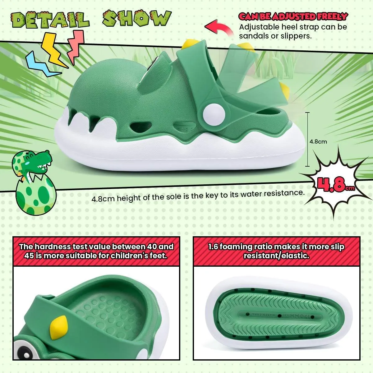 Meckior Toddler Little Girls Boys Clogs Cute Cartoon Garden Water Sandals Lightweight Slip-on Slides Slippers Children Kids Indoor Outdoor Summer Pool Beach Shoes(Toddler/Little Kid)