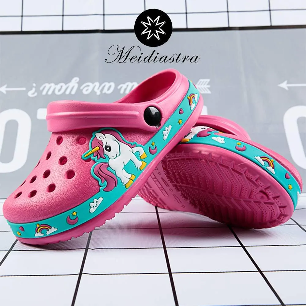 Meidiastra Kids Boys Girls Cartoon Clogs Slippers Toddler Slip On Lightweight Beach Pool Sandals
