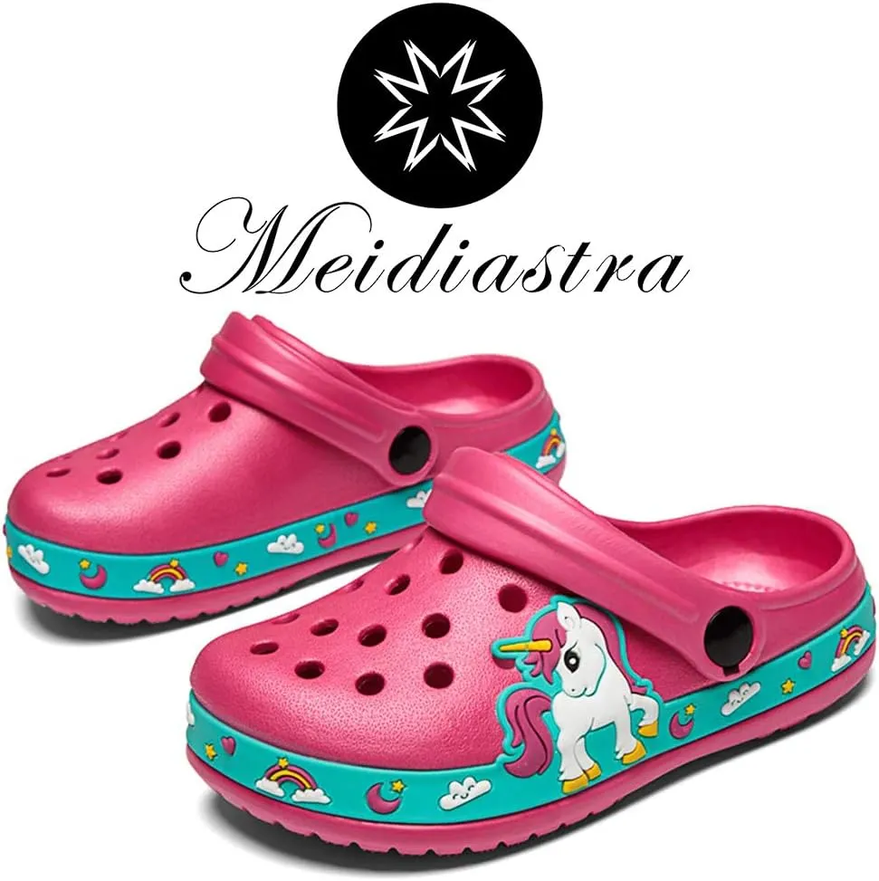 Meidiastra Kids Boys Girls Cartoon Clogs Slippers Toddler Slip On Lightweight Beach Pool Sandals