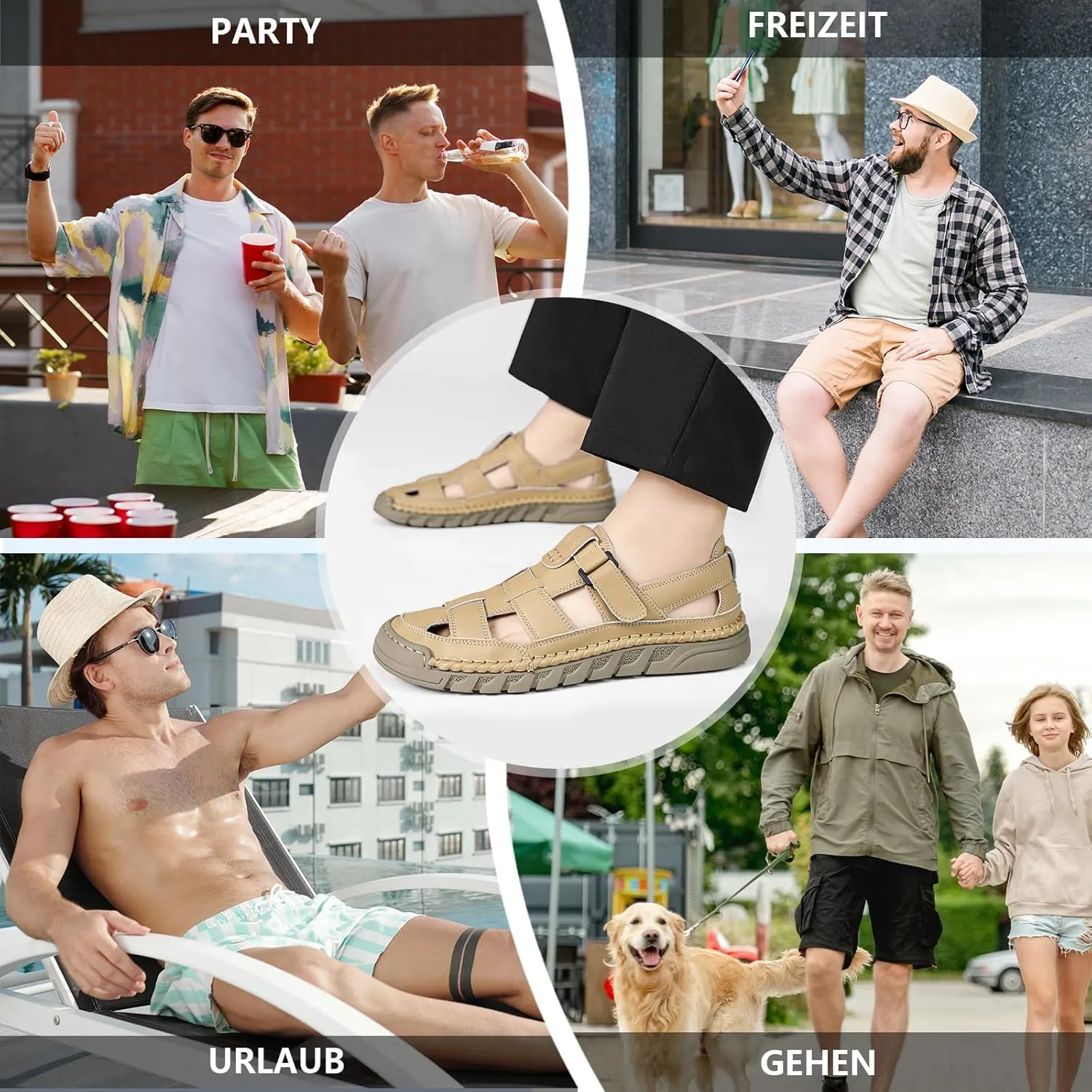 Men Closed Toe Casual Sandals - Lightweight Leather Sandals Breathable Walking Shoes For Daily or Outdoor Travel