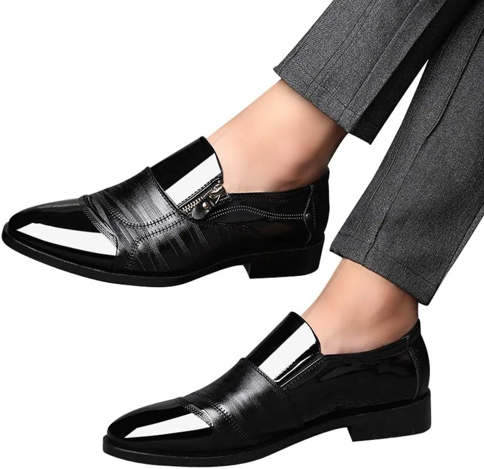 Men Dress Shoes Brown Loafers Business Dress Shoes Pointed Head Men Shoes A Pedal Casual Lazy Side Zipper Shoe Mens Light Brown Business Casual Shoes