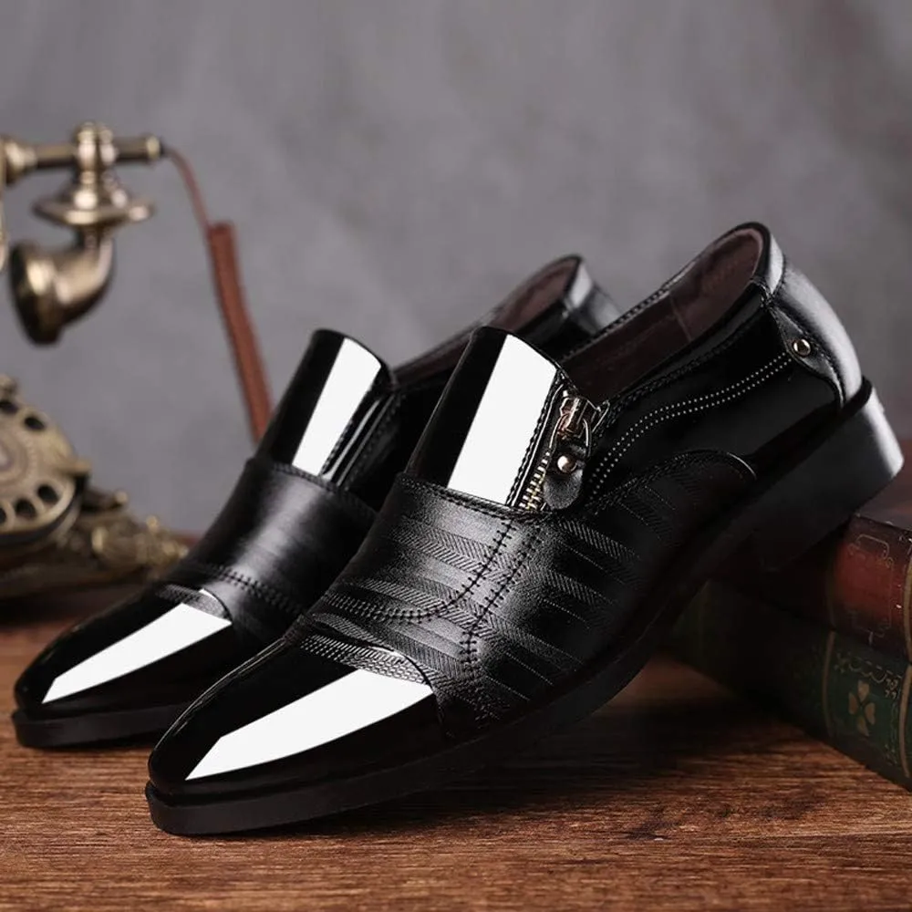 Men Dress Shoes Brown Loafers Business Dress Shoes Pointed Head Men Shoes A Pedal Casual Lazy Side Zipper Shoe Mens Light Brown Business Casual Shoes