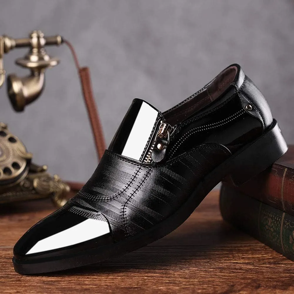 Men Dress Shoes Brown Loafers Business Dress Shoes Pointed Head Men Shoes A Pedal Casual Lazy Side Zipper Shoe Mens Light Brown Business Casual Shoes