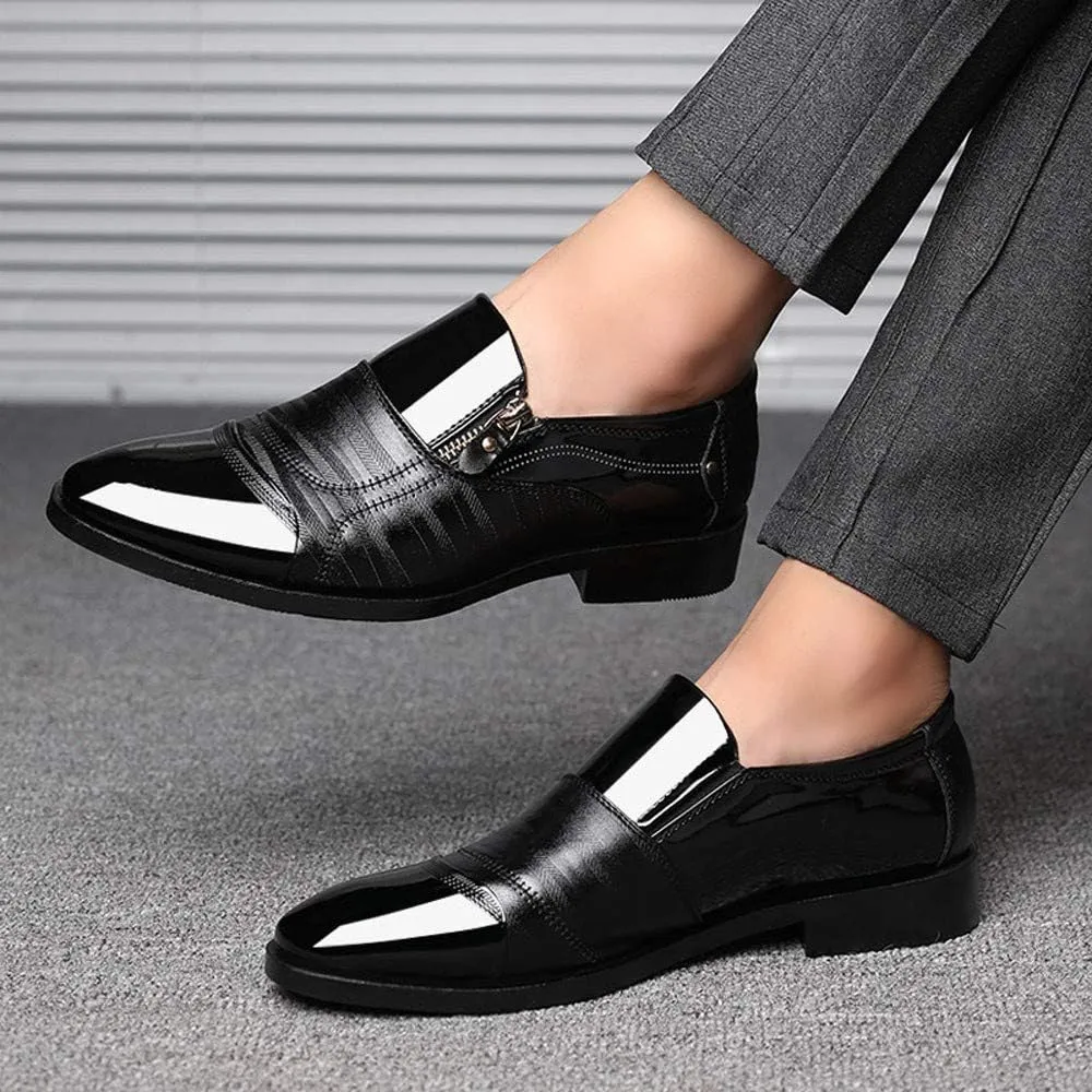Men Dress Shoes Brown Loafers Business Dress Shoes Pointed Head Men Shoes A Pedal Casual Lazy Side Zipper Shoe Mens Light Brown Business Casual Shoes
