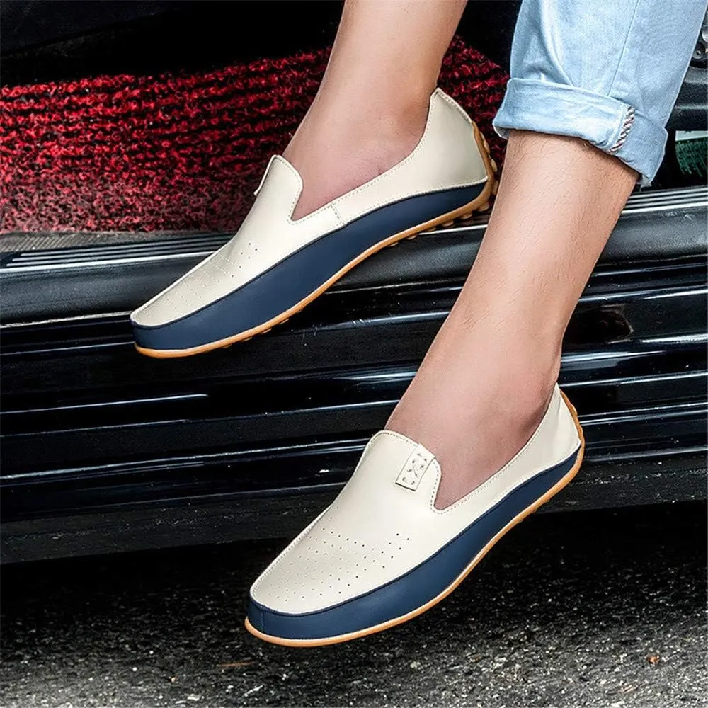 Men's Casual Loafers Summer Breathable Lightweight Smooth Microfiber Leather Shoes Fashion Hollow Soft Rubber Anti-Skid Driving Shoes