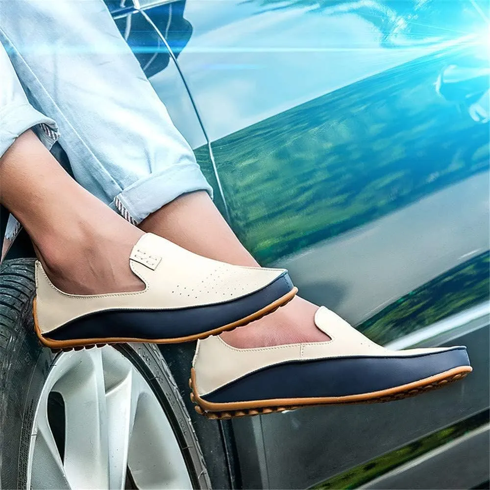 Men's Casual Loafers Summer Breathable Lightweight Smooth Microfiber Leather Shoes Fashion Hollow Soft Rubber Anti-Skid Driving Shoes