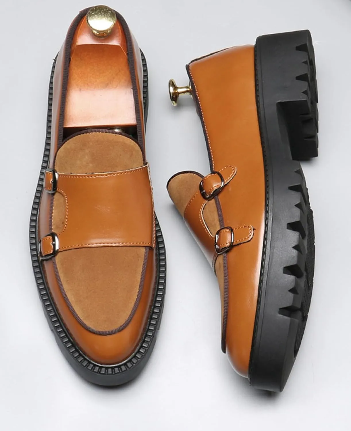 Mens Casual Shoes Slip On Loafers Dress Shoes for Men Fashion Prom Wedding Suede Monk Strap Loafers Comfortable Business Tuxedo Moccasins