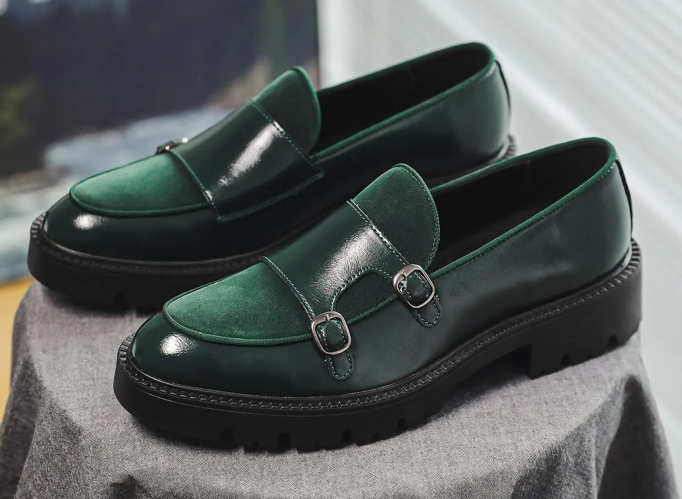 Mens Casual Shoes Slip On Loafers Dress Shoes for Men Fashion Prom Wedding Suede Monk Strap Loafers Comfortable Business Tuxedo Moccasins