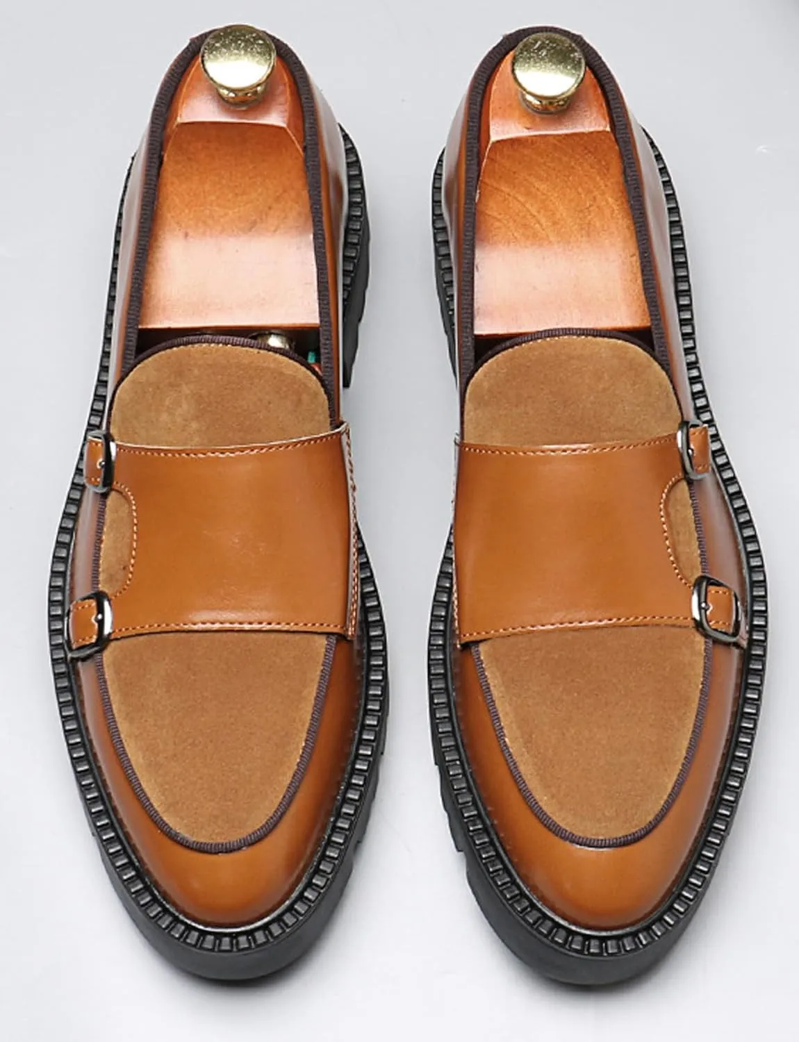 Mens Casual Shoes Slip On Loafers Dress Shoes for Men Fashion Prom Wedding Suede Monk Strap Loafers Comfortable Business Tuxedo Moccasins